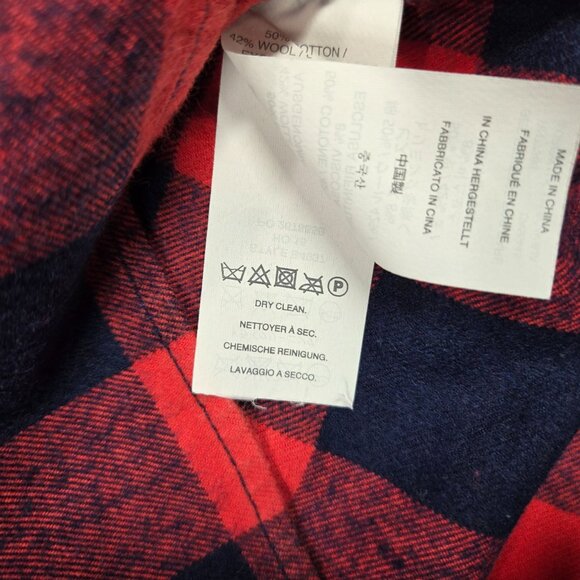 J Crew Shirt Womens Small Red Blue Buffalo Check Wool Blend Flannel Shacket - Picture 6 of 10